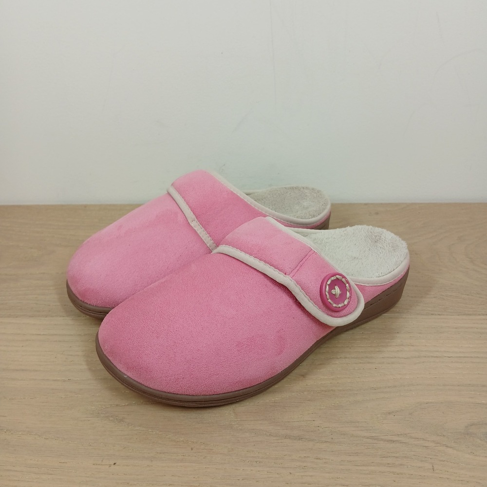 Vionic Slippers Womens 6 Pink Laura Orthotic Comfort Mule House Shoes